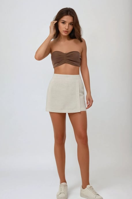 Texturierte Leinen-Optik Mini-Skorts - Image 2