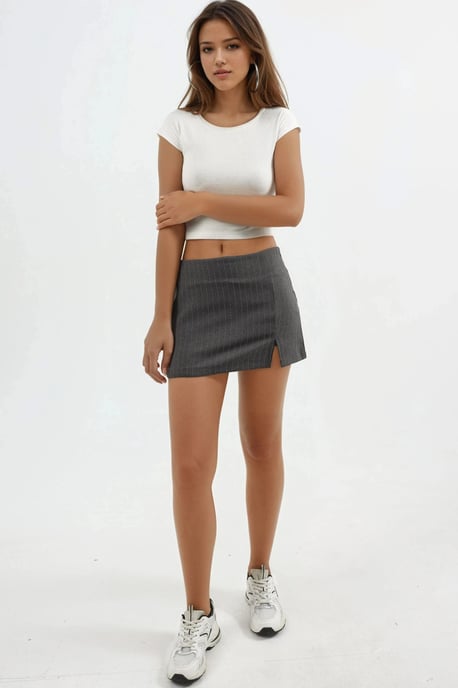 Gestreifte Mini-Skorts mit Schlitzdetail - Image 3
