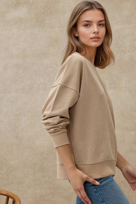 Übergroßer Rundhals-Basic-Sweatshirt - Image 2