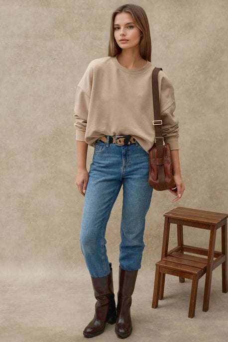 Übergroßer Rundhals-Basic-Sweatshirt - Image 5