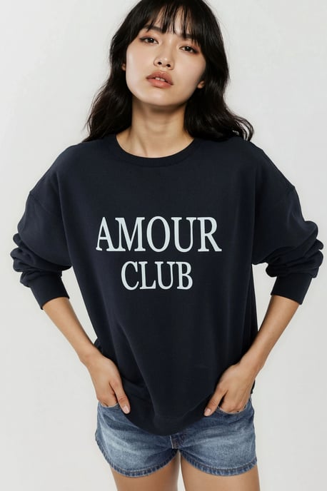 Bedruckter Crew-Neck Relaxed Fit Erhöhtes Sweatshirt - Image 1