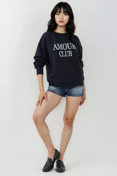 Bedruckter Crew-Neck Relaxed Fit Erhöhtes Sweatshirt - Image 6