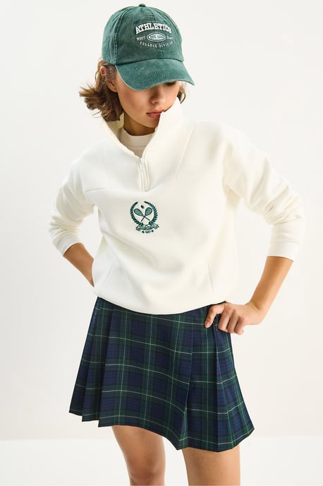 Bestickter Reißverschluss-Kragen-Sweatshirt - Image 3