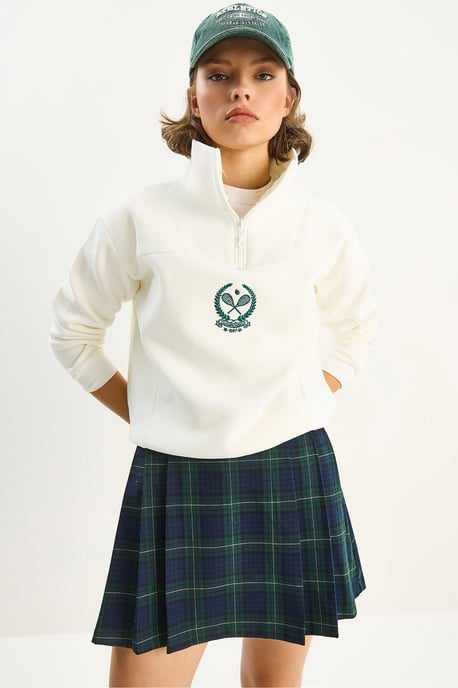 Bestickter Reißverschluss-Kragen-Sweatshirt - Image 4