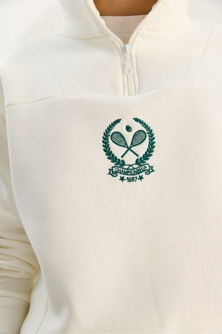 Bestickter Reißverschluss-Kragen-Sweatshirt - Image 6