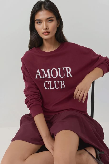 Bedruckter Crew-Neck Relaxed Fit Erhöhtes Sweatshirt - Image 1