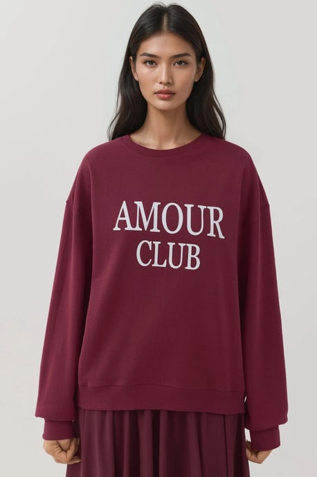 Bedruckter Crew-Neck Relaxed Fit Erhöhtes Sweatshirt - Image 2
