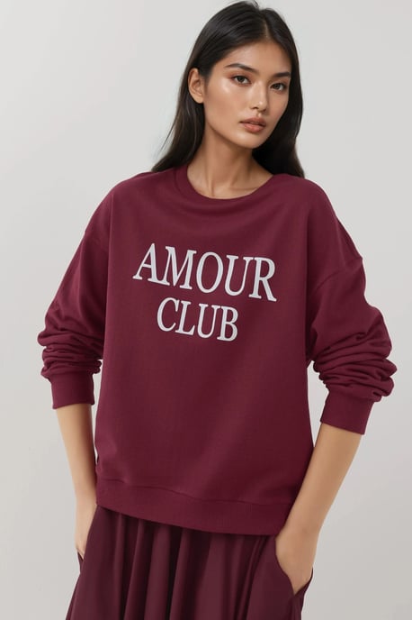 Bedruckter Crew-Neck Relaxed Fit Erhöhtes Sweatshirt - Image 5