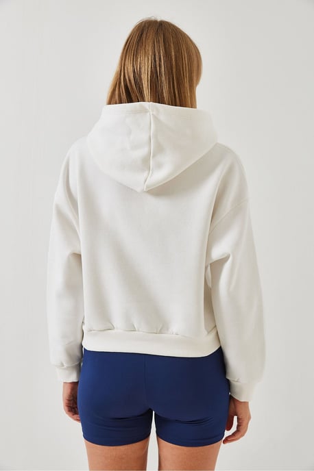 Kapuzensweatshirt im Oversized-Crop-Style mit Pompon - Image 4