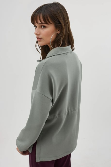 Reißverschluss-Kragen-Sweatshirt mit verstellbarem Bund - Image 4
