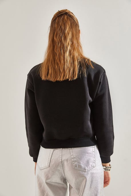 Crew Neck Crop Sweatshirt mit Motto-Print - Image 2