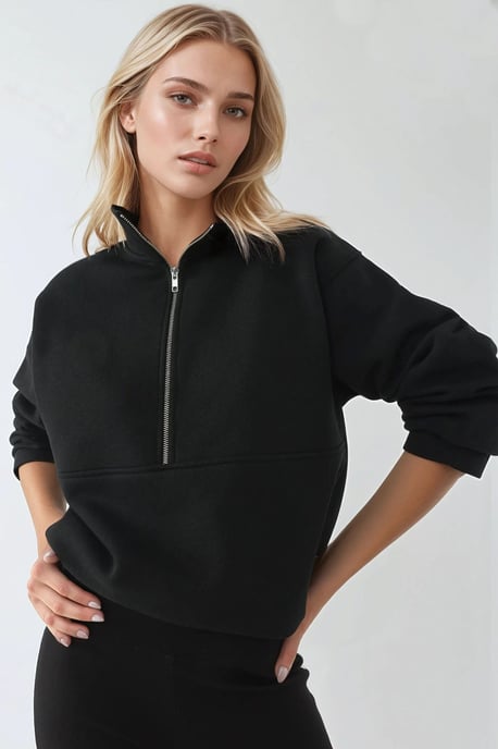 Lässiger Schnitt Langarm Reißverschluss Sweatshirt - Image 5