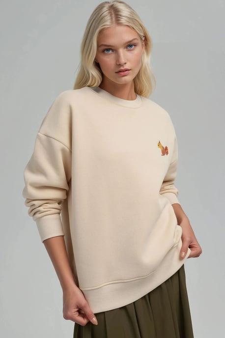 Bequemes Tiermuster bestickter erhöhter Rundhalsausschnitt Sweatshirt - Image 3