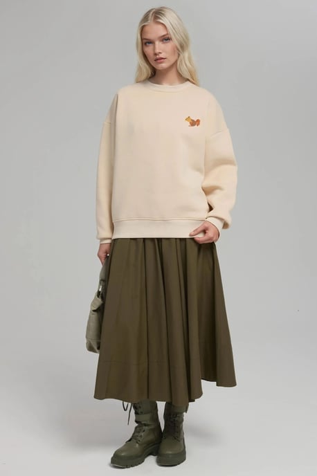 Bequemes Tiermuster bestickter erhöhter Rundhalsausschnitt Sweatshirt - Image 4