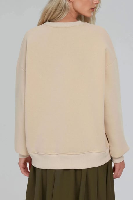 Bequemes Tiermuster bestickter erhöhter Rundhalsausschnitt Sweatshirt - Image 6
