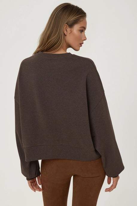 Bestickter Rundhalsausschnitt Sweatshirt aus Baumwolle mit erhöhte Oberfläche - Image 3