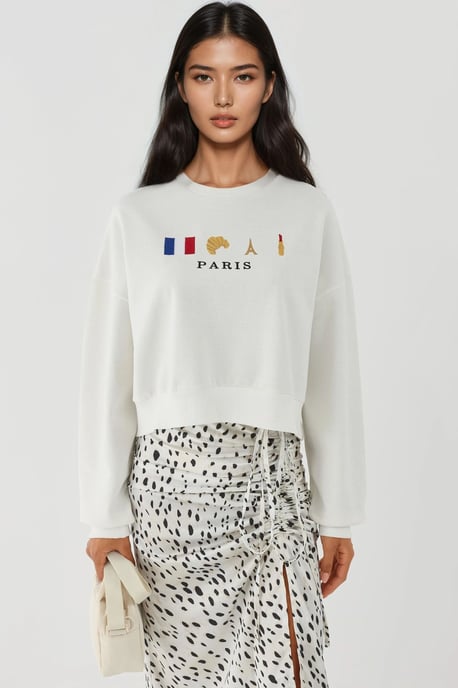 Bestickter Rundhals-Sweatshirt aus Baumwolle - Image 6