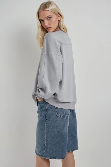 Lässiges Crewneck Strick Sweatshirt - Image 4