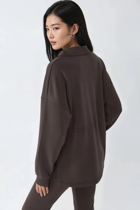 Reißverschluss-Kragen-Sweatshirt mit verstellbarem Bund - Image 3