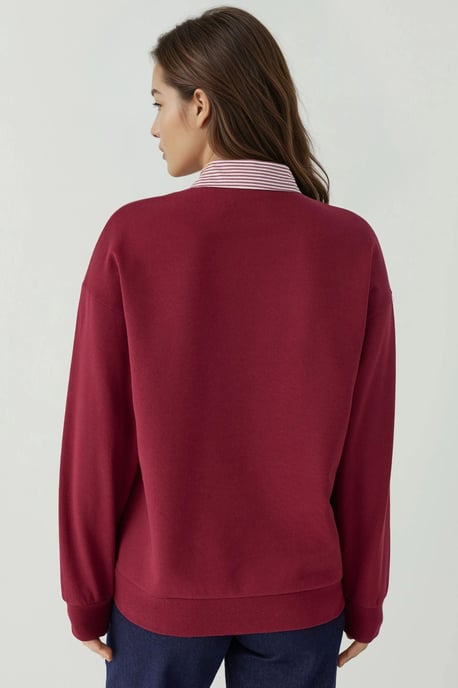 Übergroßer Poloshirt-Kragen-Pullover mit gewebtem Garni-Detail - Image 4
