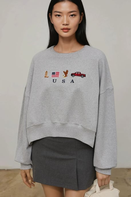 Besticktes Rundhals-Cotton Sweatshirt - Image 2