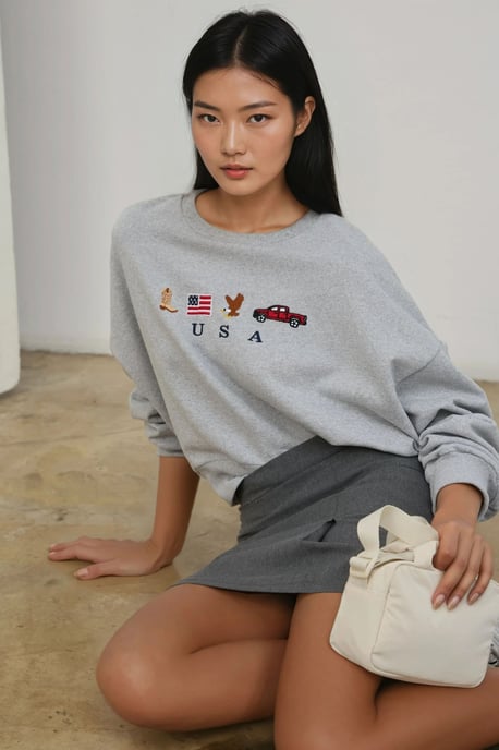 Besticktes Rundhals-Cotton Sweatshirt - Image 5