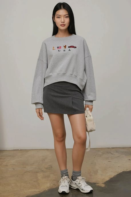 Besticktes Rundhals-Cotton Sweatshirt - Image 6