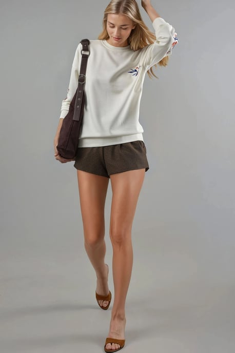 Modal Touch Rundhals bestickter Sweatshirt - Image 5