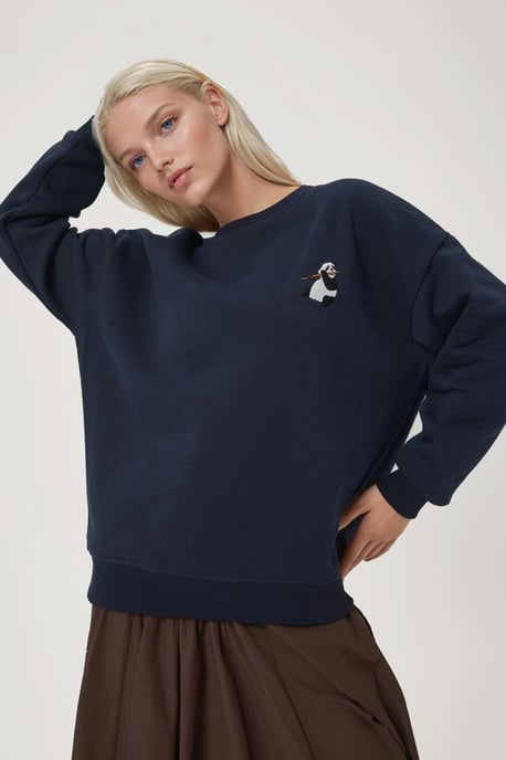 Bequemes Sweatshirt mit Tiermuster und gesticktem Rundhalsausschnitt - Image 2
