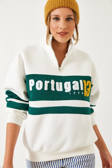 Sweatshirt mit Zip-Kragen und Pompon - Image 4