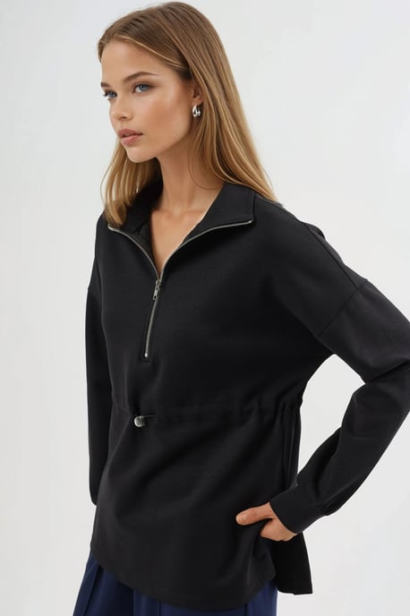 Reißverschlusskragen Sweatshirt mit verstellbarem Bund - Image 2