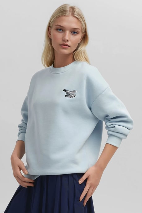 Komfort Sweatshirt mit gesticktem Tiermuster und erhöhtem Rundhalsausschnitt - Image 5
