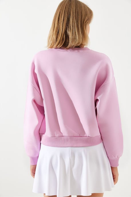 Gekürztes Sweatshirt mit Rundhalsausschnitt aus Baumwolle und Frontdruck - Image 4