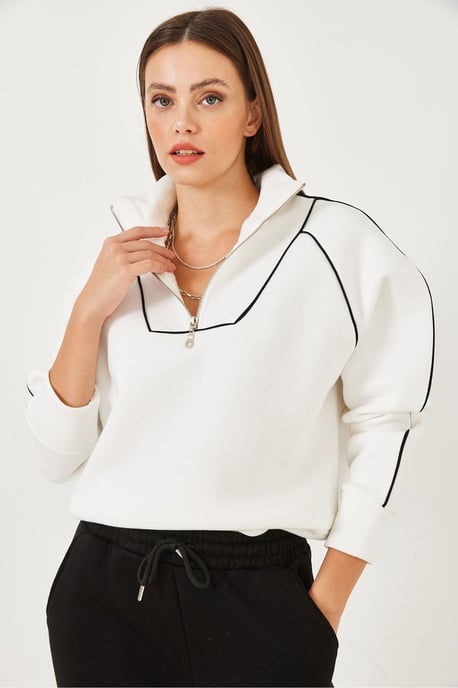Hoodie mit verkürztem Schnitt und übergroßem Schnitt mit Pompon - Image 3