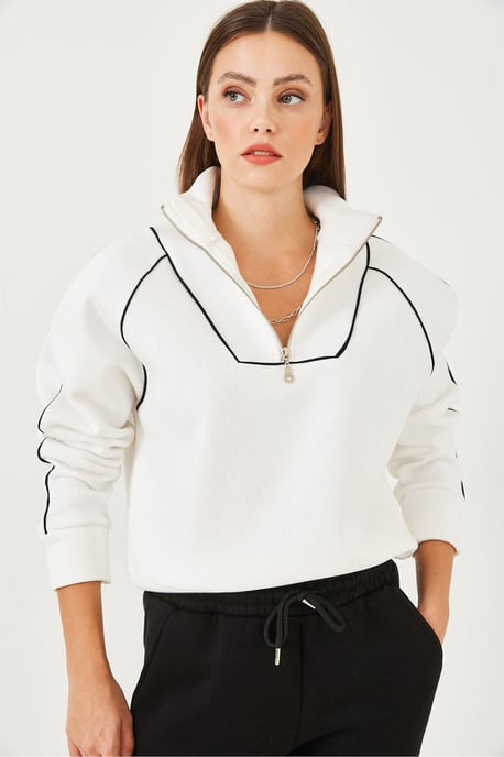 Hoodie mit verkürztem Schnitt und übergroßem Schnitt mit Pompon - Image 4