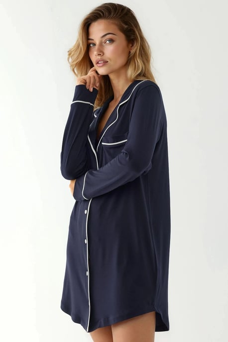 Extra weiches Touch Entspanntes Mini-Loungekleid mit Hemdkragen - Image 2