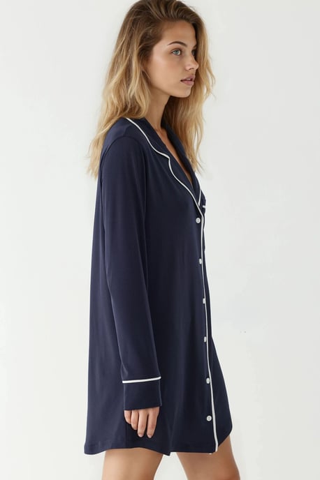 Extra weiches Touch Entspanntes Mini-Loungekleid mit Hemdkragen - Image 3