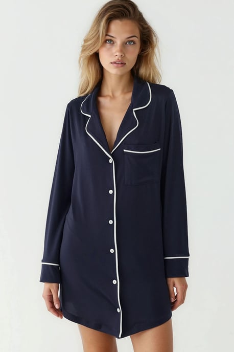 Extra weiches Touch Entspanntes Mini-Loungekleid mit Hemdkragen - Image 6