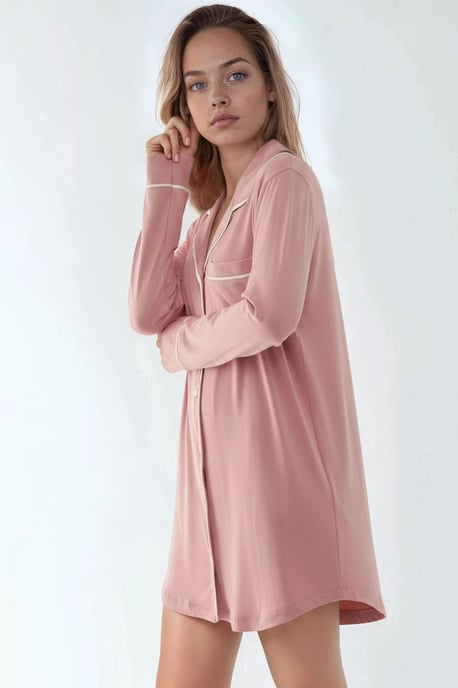 Extra weiches Touch entspanntes Mini-Lounge-Kleid mit Hemdkragen - Image 2