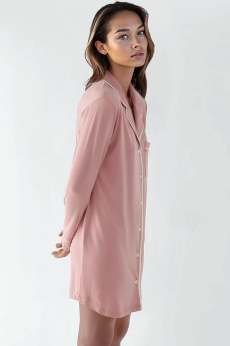 Extra weiches Touch entspanntes Mini-Lounge-Kleid mit Hemdkragen - Image 3