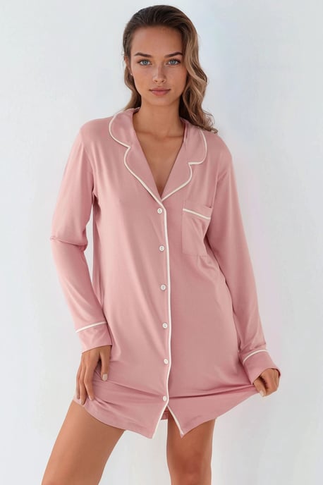Extra weiches Touch entspanntes Mini-Lounge-Kleid mit Hemdkragen - Image 6