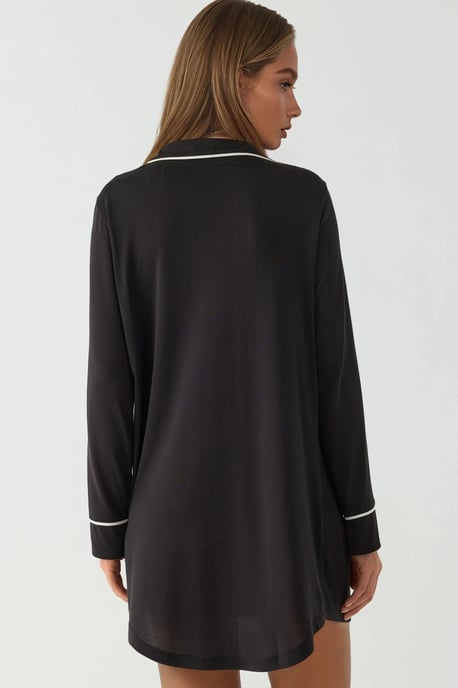 Extraweiches Touch Entspanntes Mini-Lounge-Kleid mit Hemdkragen - Image 4