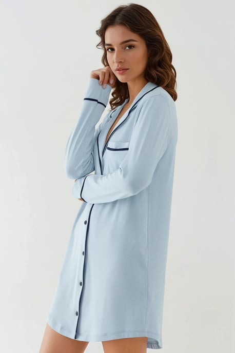 Extraweiches Touch Entspanntes Mini-Lounge-Kleid mit Hemdkragen - Image 2