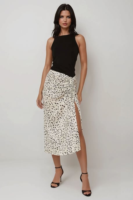 Bedruckter Bodycon-Satin-Midi-Rock mit Schlitz - Image 2