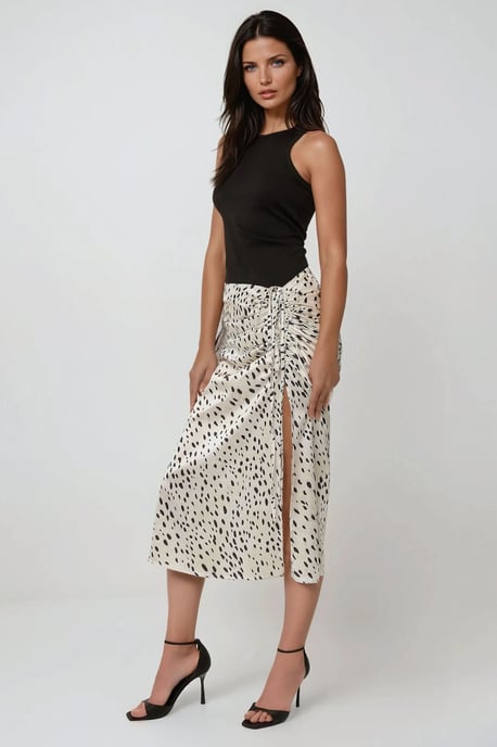 Bedruckter Bodycon-Satin-Midi-Rock mit Schlitz - Image 3