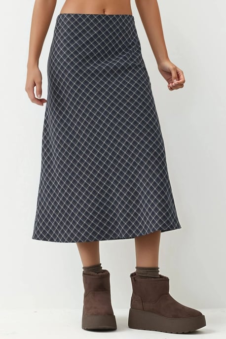 Midikleid A-Linien Passform Karierten Rock mit Reißverschluss - Image 2