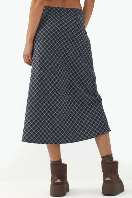 Midikleid A-Linien Passform Karierten Rock mit Reißverschluss - Image 3