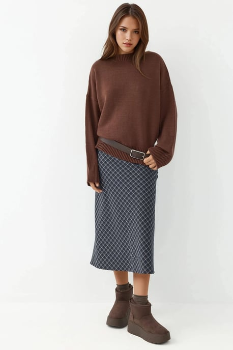 Midikleid A-Linien Passform Karierten Rock mit Reißverschluss - Image 6
