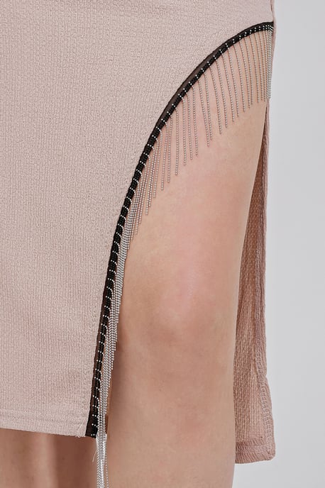 Texturierter Midi-Rock mit Kettendetail - Image 3