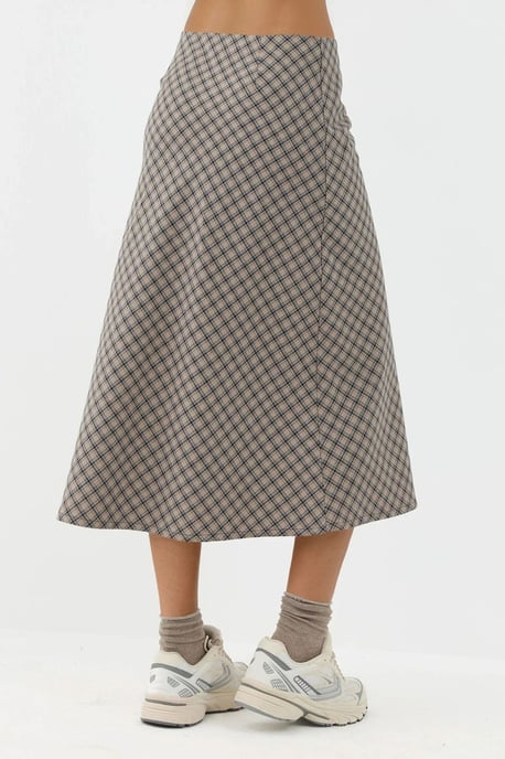 Midikleid A-Linien Passform Karierten Rock mit Reißverschluss - Image 3